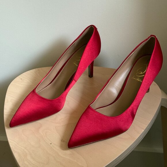 Sam Edelman, Brand New, Red Satin Pump - Picture 1 of 4